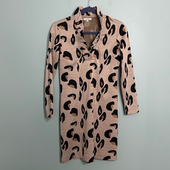 Tyler Boe Animal Print Ruffle Neck Dress - Picture 1 of 8
